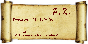 Ponert Kilián névjegykártya